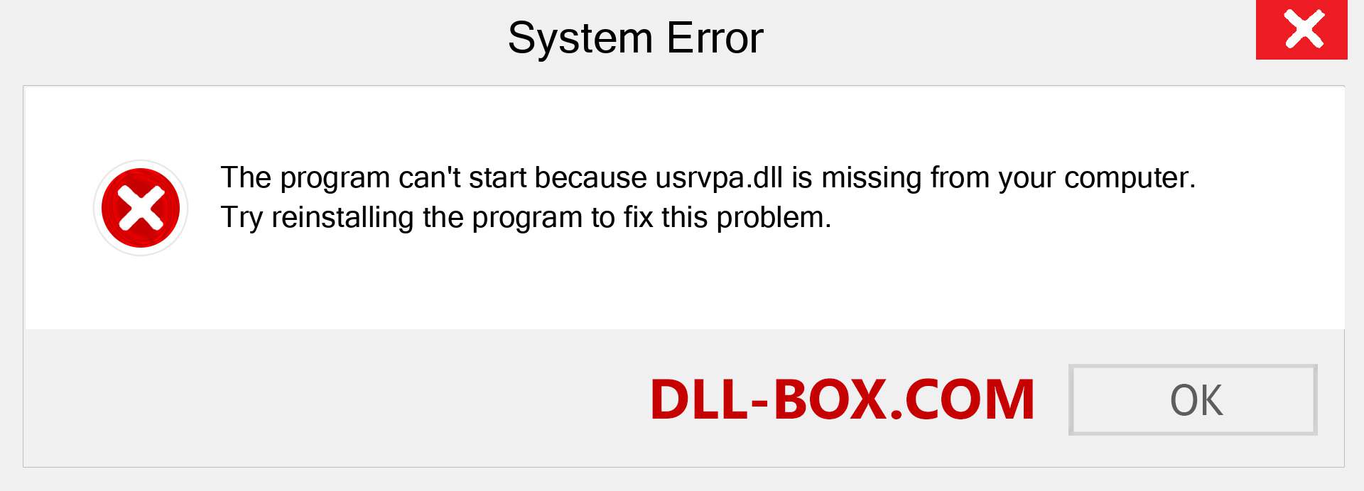  usrvpa.dll file is missing?. Download for Windows 7, 8, 10 - Fix  usrvpa dll Missing Error on Windows, photos, images